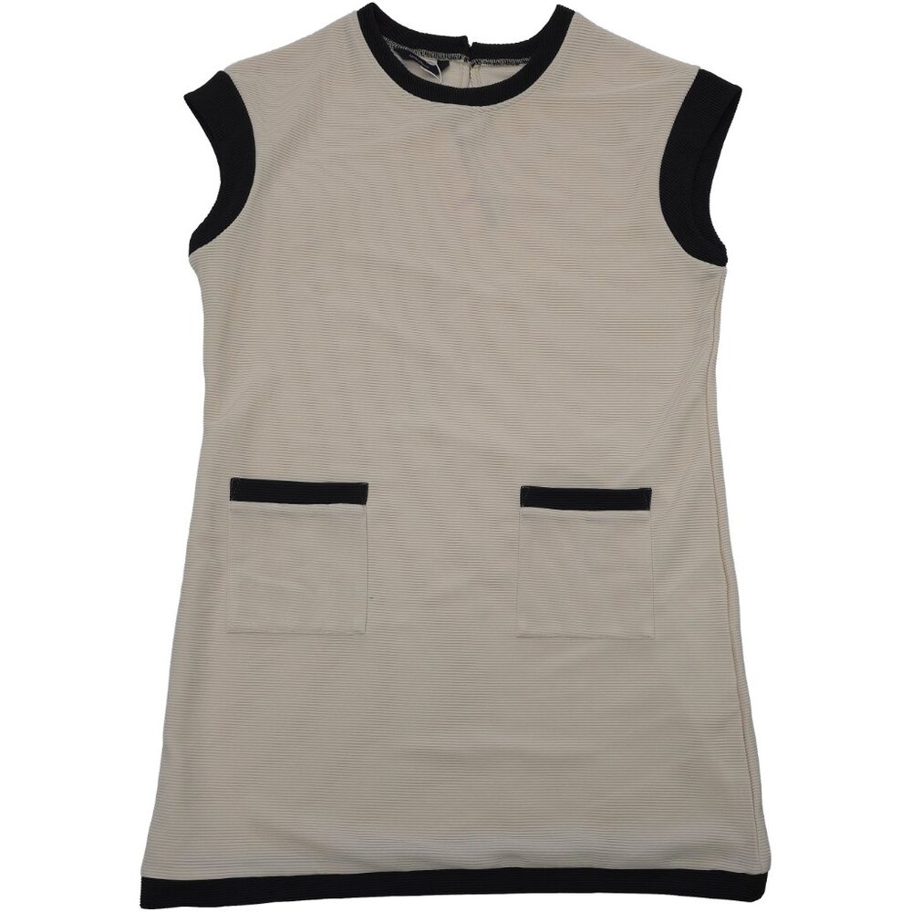 Color-Block Shift Dress - Apricot & Black